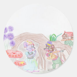 Aangepast Kinder kunstwerk, twee leuke muis, bloem Ronde Sticker