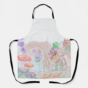 Aangepast Kinder kunstwerk, twee leuke muis, bloem Schort