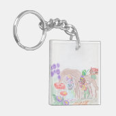 Aangepast Kinder kunstwerk, twee leuke muis, bloem Sleutelhanger (Voorkant Links)