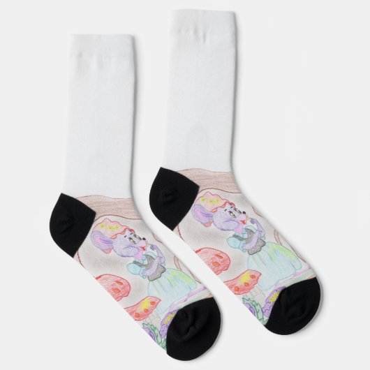 Aangepast Kinder kunstwerk, twee leuke muis, bloem Sokken (Rechts)