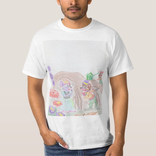 Aangepast Kinder kunstwerk, twee leuke muis, bloem T-shirt (Voorkant)