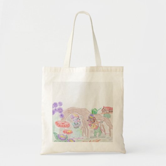 Aangepast Kinder kunstwerk, twee leuke muis, bloem Tote Bag (Voorkant)