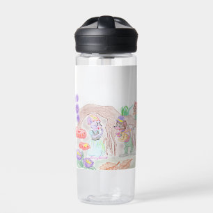 Aangepast Kinder kunstwerk, twee leuke muis, bloem Waterfles
