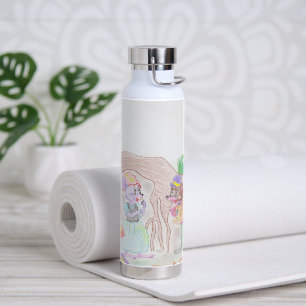 Aangepast Kinder kunstwerk, twee leuke muis, bloem Waterfles