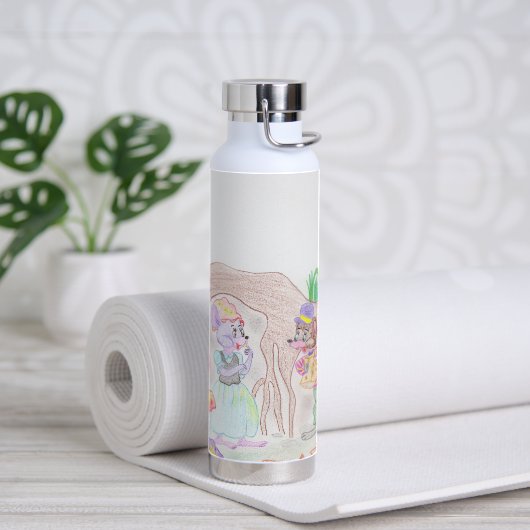 Aangepast Kinder kunstwerk, twee leuke muis, bloem Waterfles (Yoga)