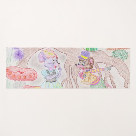 Aangepast Kinder kunstwerk, twee leuke muis, bloem Yogamat (Voorkant (horizontaal))