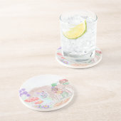 Aangepast Kinder kunstwerk, twee leuke muis, bloem Zandsteen Onderzetter (Zijkant)