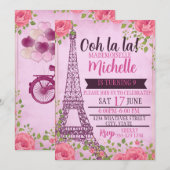 Aangepast Kinder Paris Birthday Party Kaart (Voorkant / Achterkant)