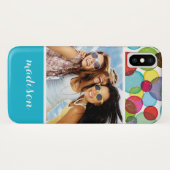 Aangepast kinder patroon met foto- en naamronden 2 Case-Mate iPhone case (Achterkant (horizontaal))