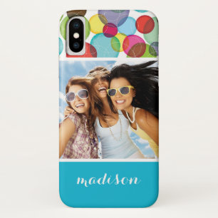 Aangepast kinder patroon met foto- en naamronden 2 Case-Mate iPhone case