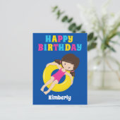 Aangepast Kinder Pool Party Summer Happy Birthday Briefkaart (Staand voorkant)
