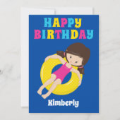 Aangepast Kinder Pool Party Summer Happy Birthday Kaart (Voorkant)