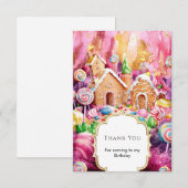 Aangepast kinder snoepparadijs verjaardag bedankkaart (Voorkant / Achterkant)