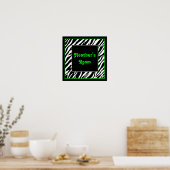 Aangepast Kinder wanddecor - Zebra en kalkgroen Poster (Keuken)