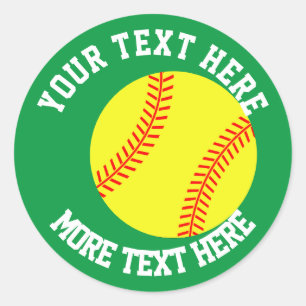 Aangepast kinderverjaardagsfeestje favor softball  ronde sticker