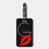 Aangepast Kiss Lip Black Red Lipstick Garcia Monog Bagagelabel (Achterkant verticaal)