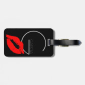 Aangepast Kiss Lip Black Red Lipstick Garcia Monog Bagagelabel (Achterkant horizontaal)