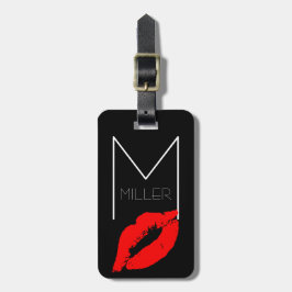 Aangepast Kiss Lip Black Red Lipstick Miller Monog Bagagelabel