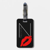 Aangepast Kiss Lip Black Red Lipstick Nelson Monog Bagagelabel (Achterkant verticaal)