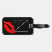 Aangepast Kiss Lip Black Red Lipstick Nelson Monog Bagagelabel (Achterkant horizontaal)