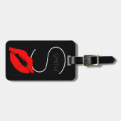 Aangepast Kiss Lips Black Red Lipstick Smith Monog Bagagelabel (Voorkant horizontaal)