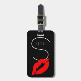Aangepast Kiss Lips Black Red Lipstick Smith Monog Bagagelabel
