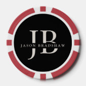 Aangepast Klassiek Elegant Monogram Zwart Poker Chips (Voorkant)