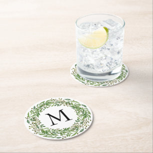 Aangepast klassiek groen laderaarster met lezerspa ronde kartonnen onderzetter