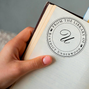 Aangepast Klassiek Monogram Ex Libris Zelfinktdruk Zelfinktende Stempel