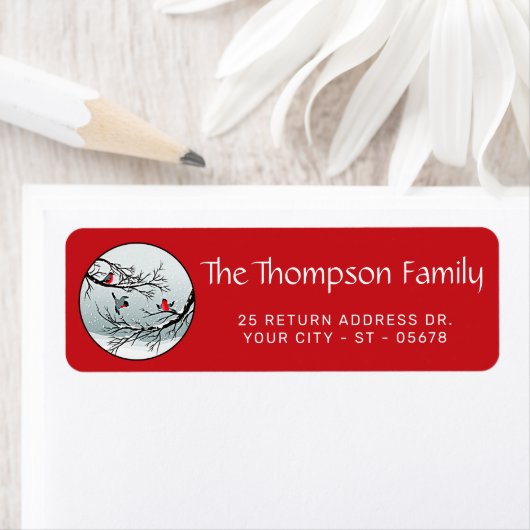 Aangepast klassiek vogelpenseel sneeuwlandschap Re Etiket (Insitu)