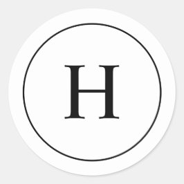 Aangepast Klassiek Zwart en Wit Elegant Monogram Ronde Sticker