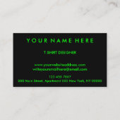 Aangepast kledingstuk Winkel neongroene peul Visitekaartje (Achterkant)