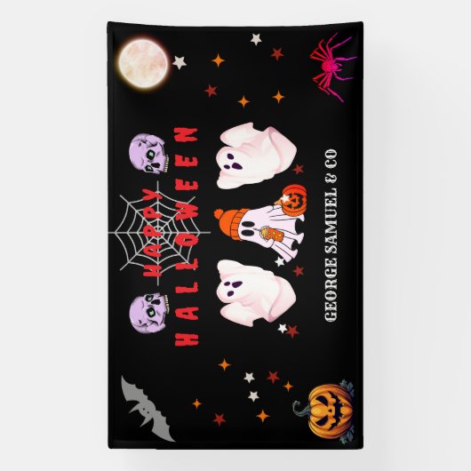 Aangepast klein bedrijfslogo Halloweenfeest Spandoek (Verticaal)