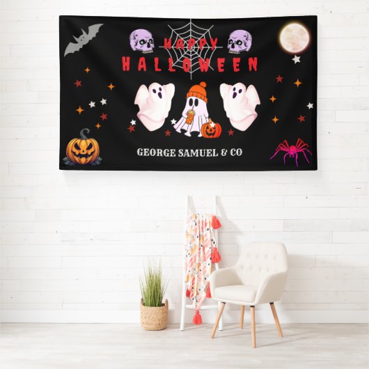 Aangepast klein bedrijfslogo Halloweenfeest Spandoek (Insitu)