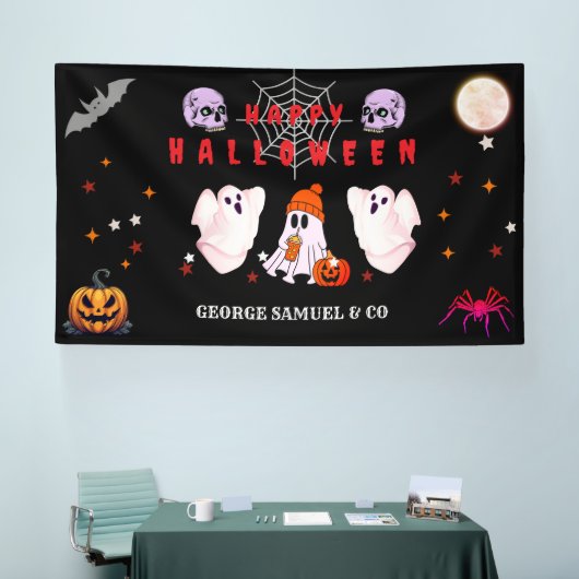 Aangepast klein bedrijfslogo Halloweenfeest Spandoek (Beurs)