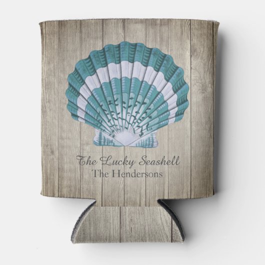 Aangepast klein kustblauw zeesteunmonogram blikjeskoeler (Voorkant)