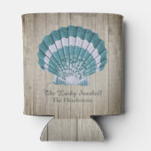 Aangepast klein kustblauw zeesteunmonogram blikjeskoeler (Achterkant)