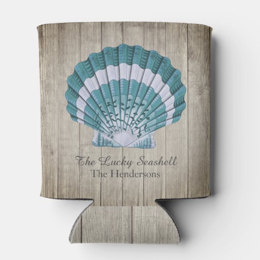 Aangepast klein kustblauw zeesteunmonogram blikjeskoeler (Achterkant)