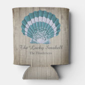 Aangepast klein kustblauw zeesteunmonogram blikjeskoeler (Achterkant)