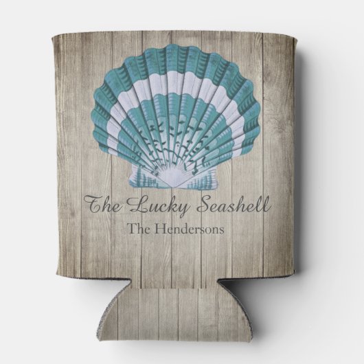 Aangepast klein kustblauw zeesteunmonogram blikjeskoeler (Achterkant)