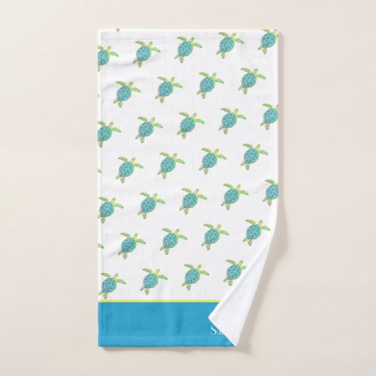 Aangepast klein Zee Kustschildpad Blauwgroen blauw Bad Handdoek (Handdoek)
