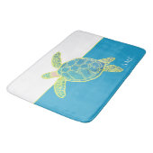Aangepast klein Zee Kustschildpad Blauwgroen blauw Badmat (Gekanteld)