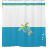 Aangepast klein Zee Kustschildpad Blauwgroen blauw Douchegordijn (Voorkant)