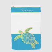 Aangepast klein Zee Kustschildpad Blauwgroen blauw Golfhanddoek (Voorkant)