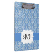 Aangepast klembord blauw Damask Monogram (Rechts)