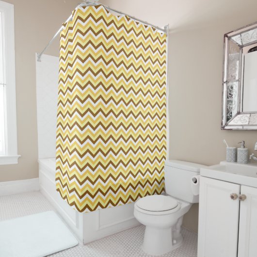 Aangepast kleur Chevron-patroon Douchegordijn (In situ)