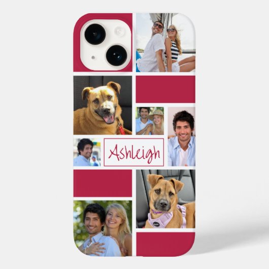 Aangepast kleurenblok 7 Foto Collage Aangepast Case-Mate iPhone Case (Achterkant)