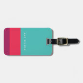 Aangepast kleurenblok Turquoise Pink Paars Bagagelabel (Voorkant horizontaal)