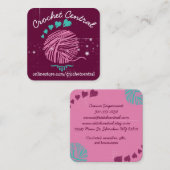 Aangepast kleurendoekgaren haakje breien homespun vierkante visitekaartje (Voorkant / Achterkant)