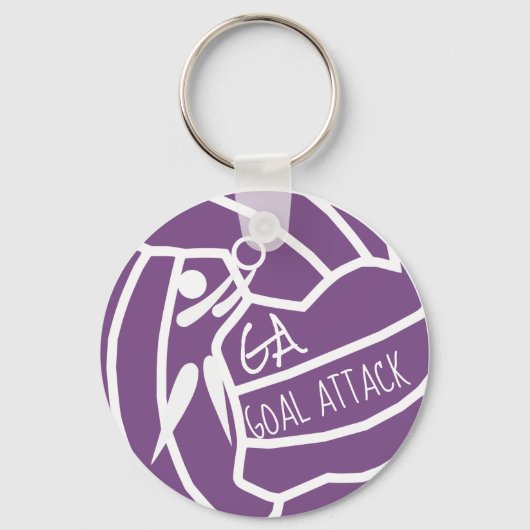 Aangepast kleurendoel-aanval, GA-netball Clipart Sleutelhanger (Voorkant)